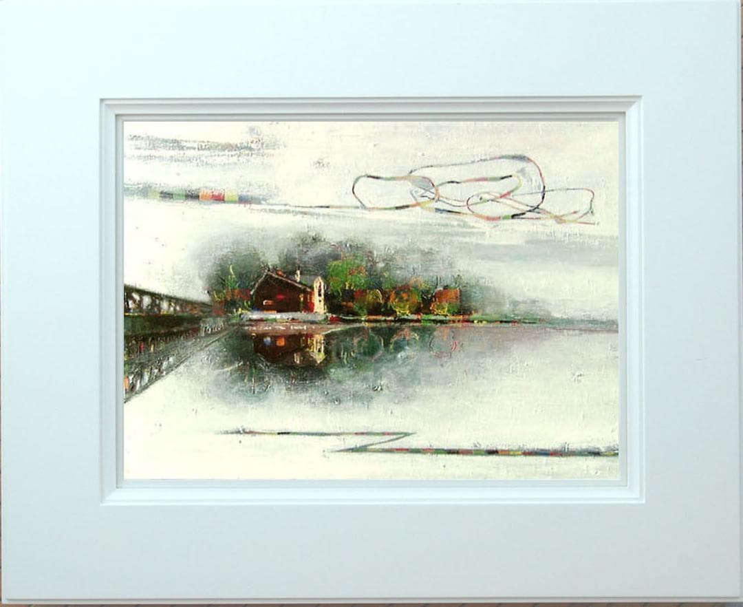 油絵 菅家令子 絵 絵画 インテリア uF6-062803 風景 橋