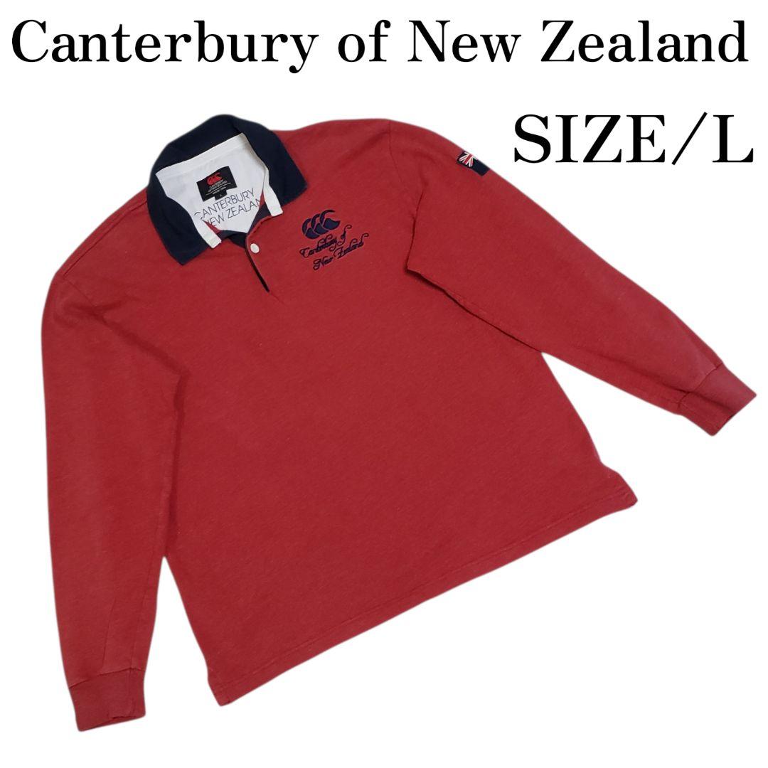 Canterbury　ラガーシャツ　パッチ&刺繍　オリジナルボタン　Lサイズ長袖
