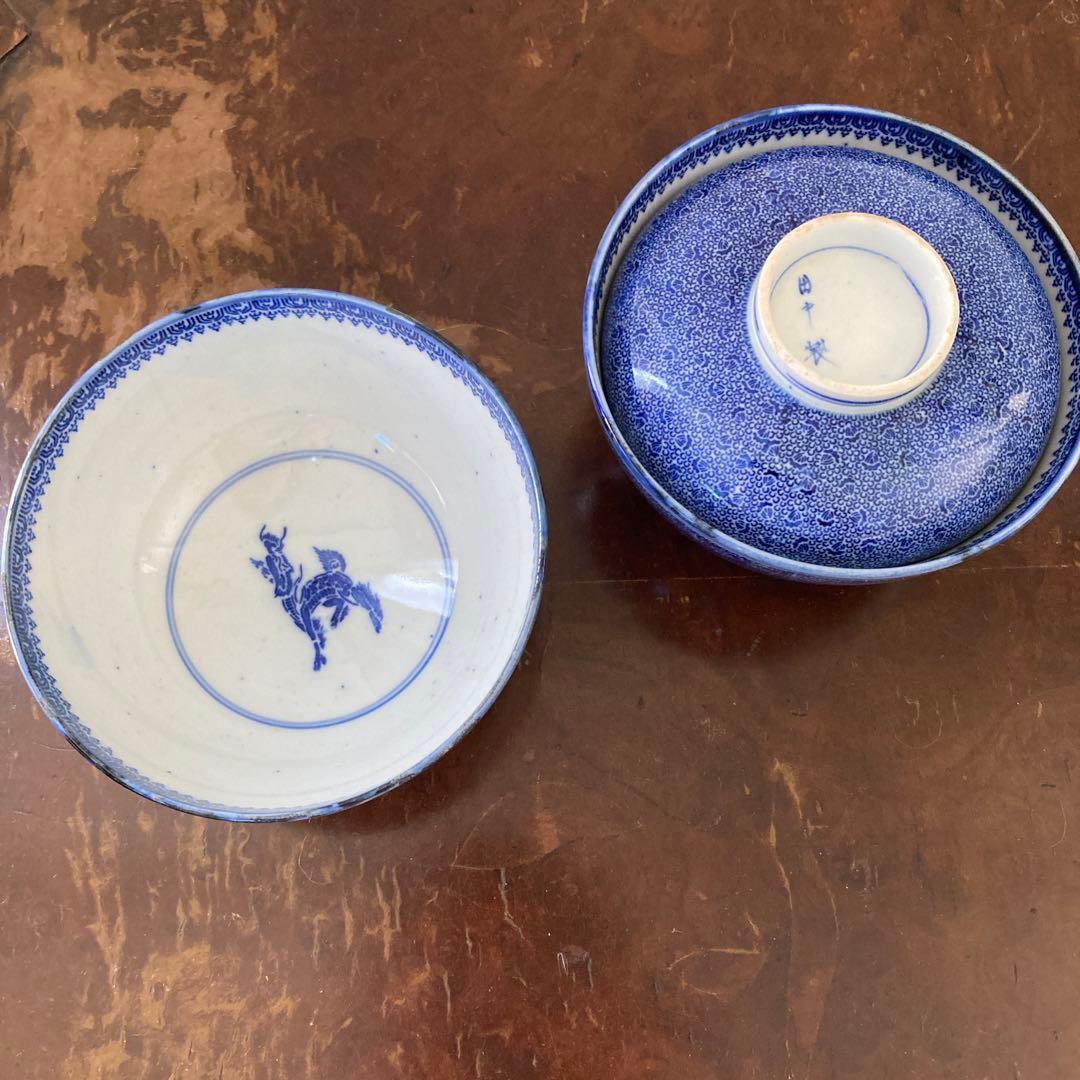 微塵唐草　二器セット　骨董　明治時代