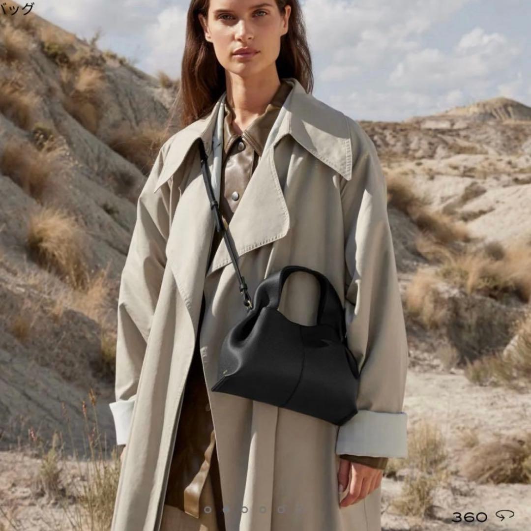 セール！Polène 黒 レザー ショルダーバッグ ハンドル付き mini