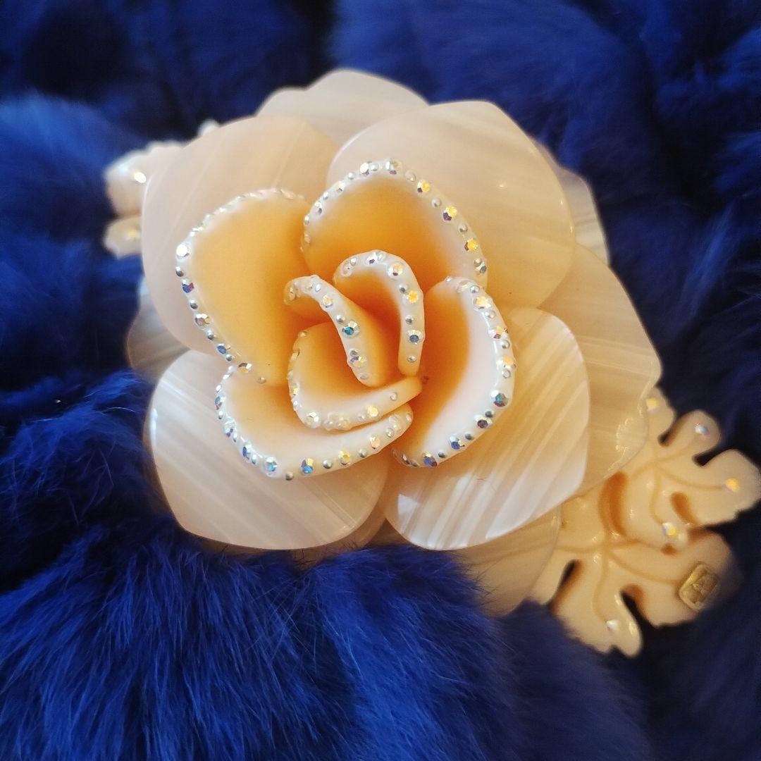 kaokao アレクサンドルドゥパリ 薔薇バレッタ＆高級レッキス薔薇ファー