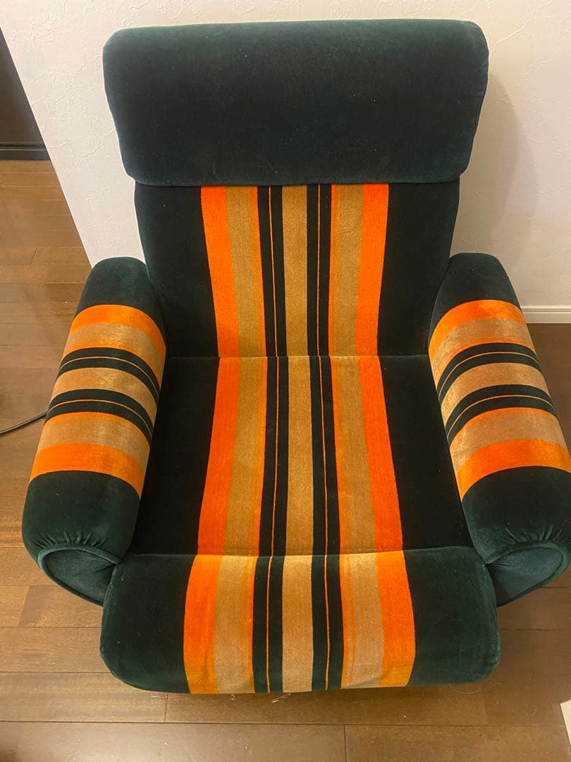 レトロ ストライプ 一人掛けソファ　モケット