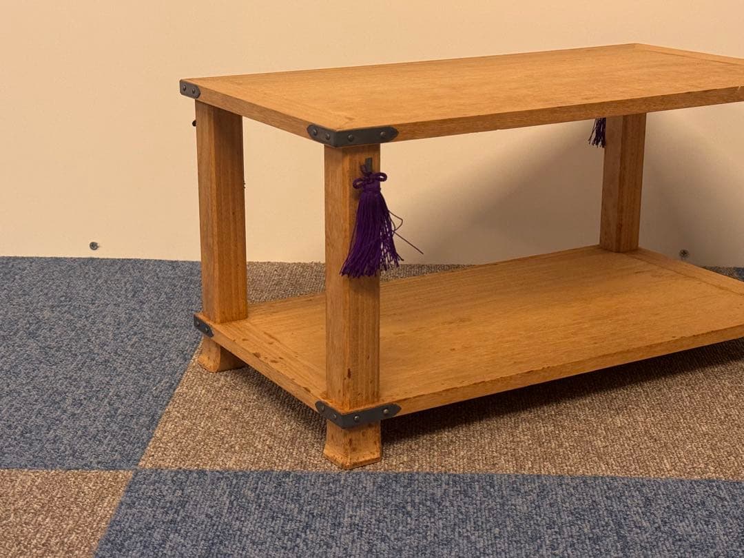 塗師 長谷川祐斎 作 冠基 房飾 共箱 木製 花台 二段