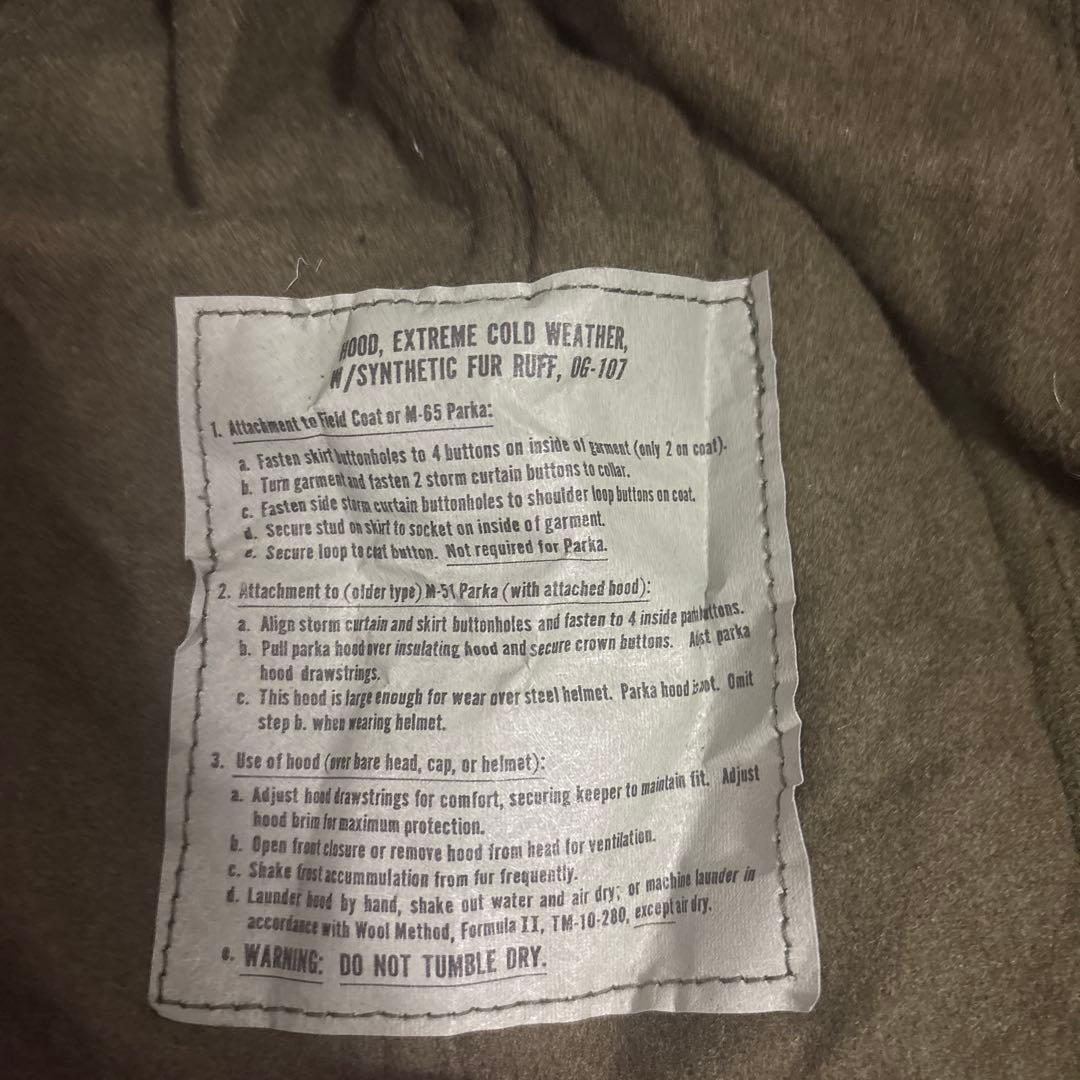 デッドストック　米軍　実物　80s M65 フィッシュテールパーカーフード　⑥
