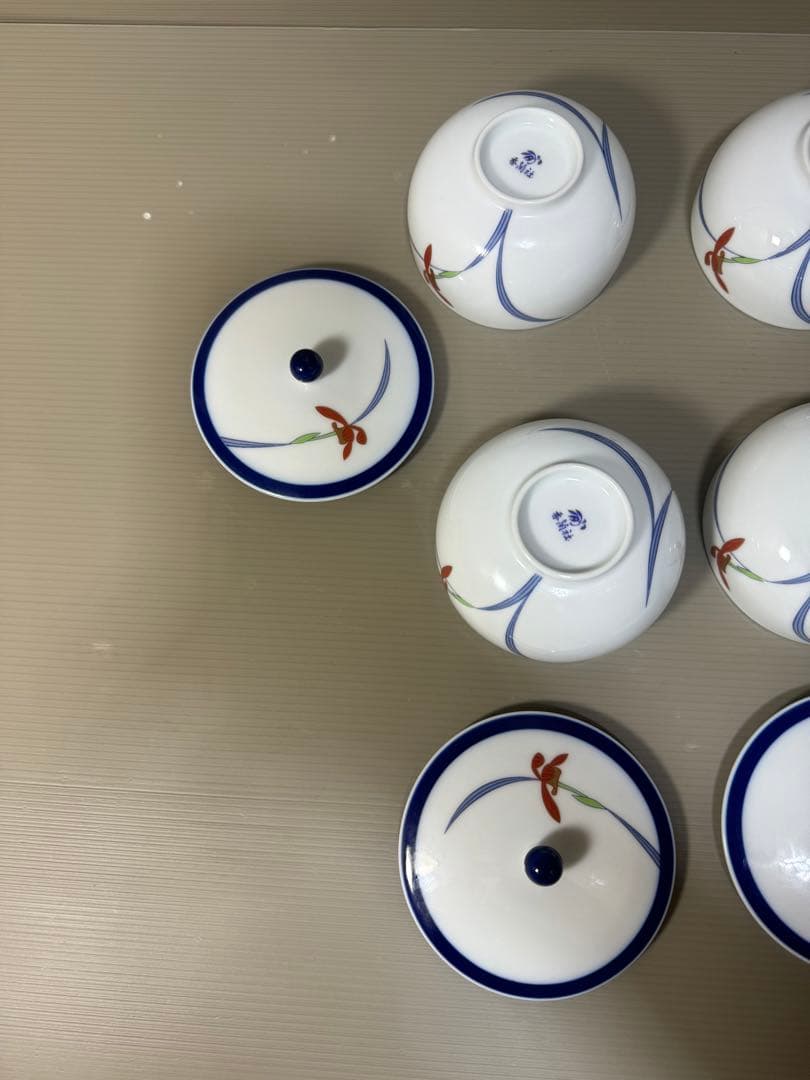 2222 香蘭社　湯呑蓋付　4客　未使用