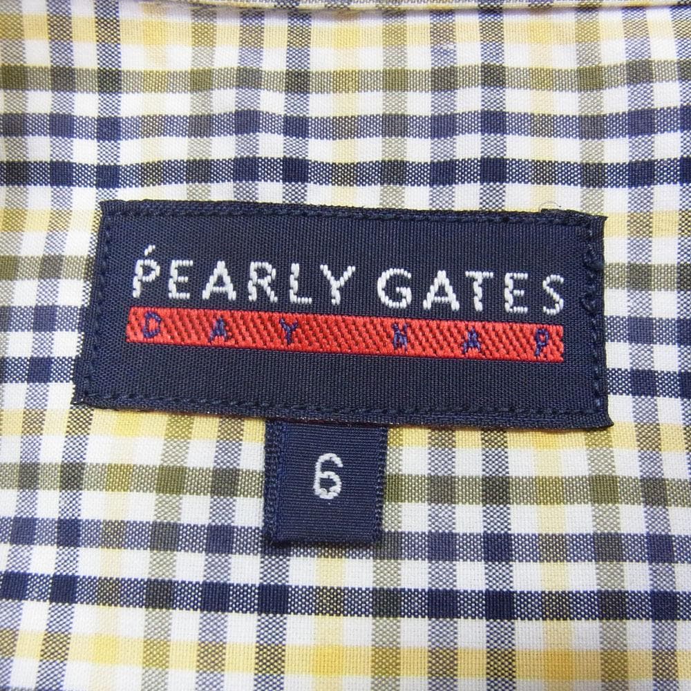 ✈ パーリーゲイツ　長袖 シャツ　チェック　総柄　刺繍　メンズ LL　ゴルフ　綿