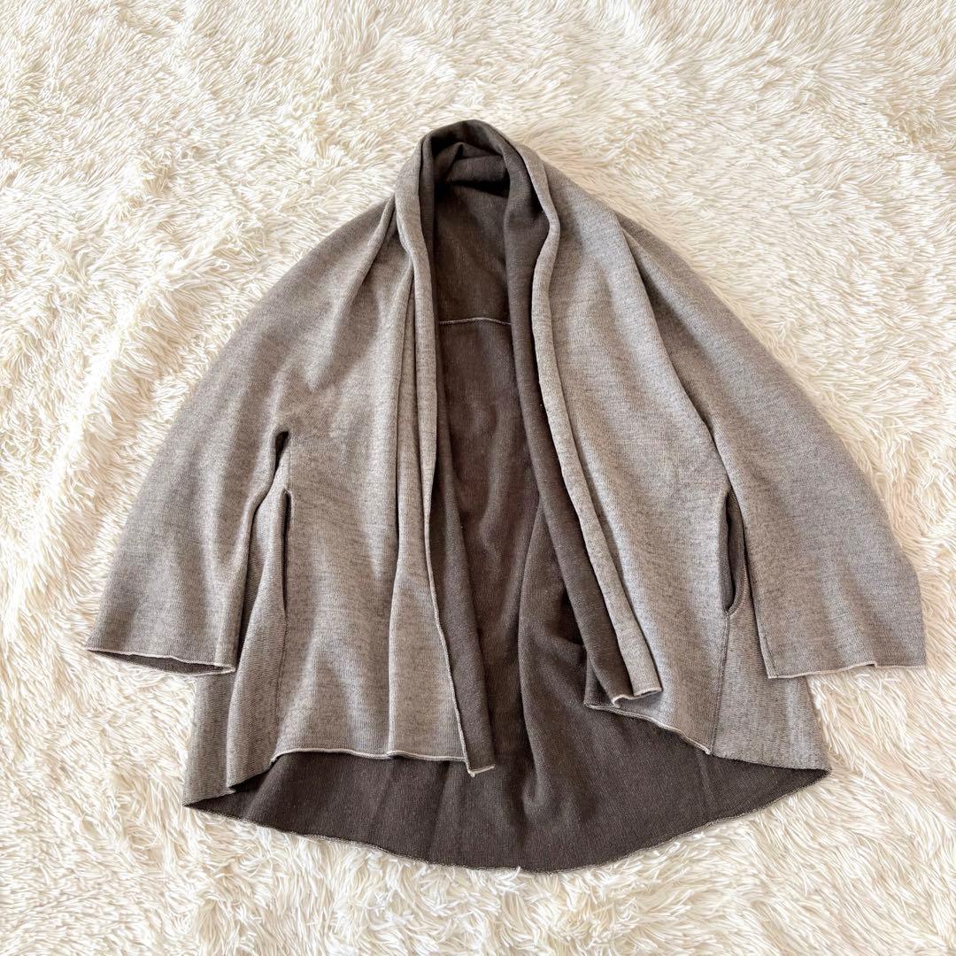 ヨーガンレール　変形ニットカーディガン　毛100% ワイド　ショールカラー　M