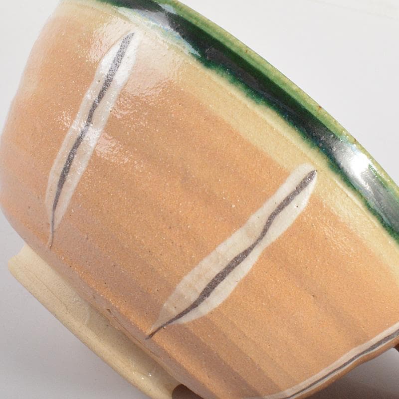 茶道具　桃山窯　林英二造　赤織部　数茶碗　９客　共箱　V　6116C