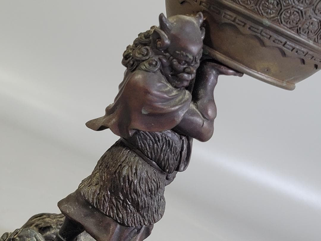 古美術 銅 鬼力 香炉