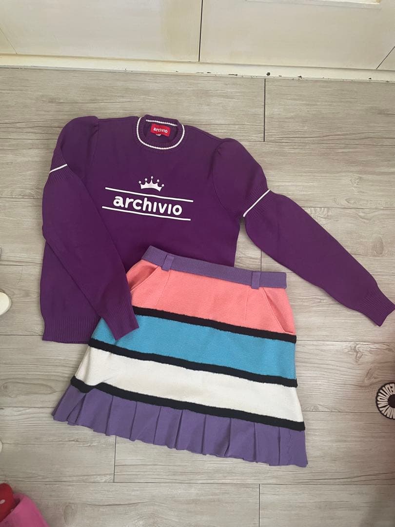 archivio 紫 トップス マルチカラースカート セット 38