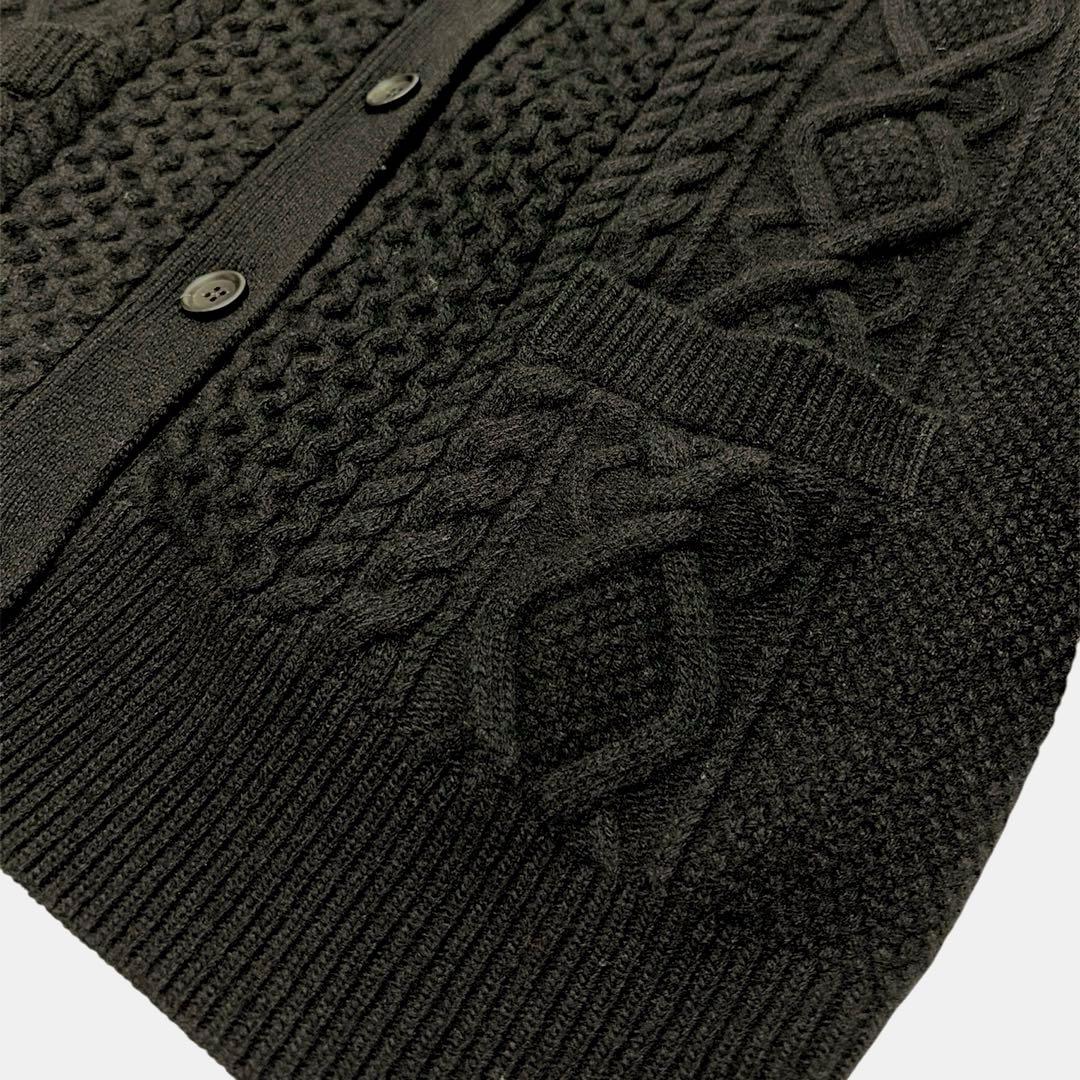 新品タグ付　23区　洗えるアランパターン　バルキーニット　カーディガン　黒　38