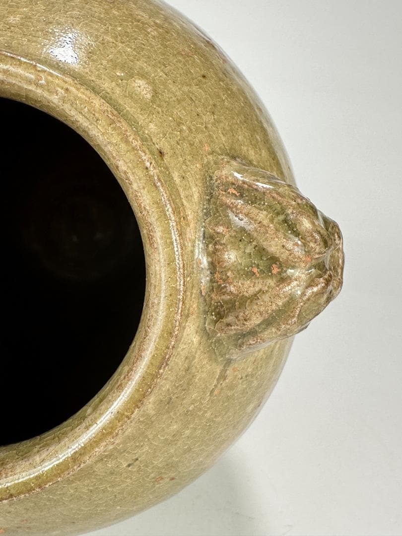 韓国美術　高麗～李朝時代　青磁　鉄絵唐草文　三獣頭壺　花瓶　時代物　古物