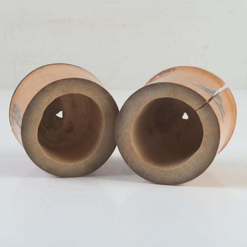 茶道具　竹蓋置　一双　花押あり　書付共箱　N　9860