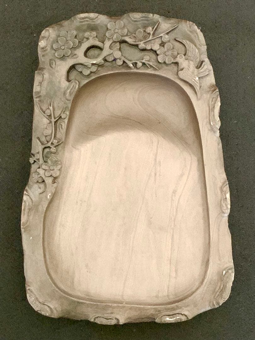 中国端渓硯　天然高級硯石　中国硯　木箱入り　石波模様　アンティーク希少名品