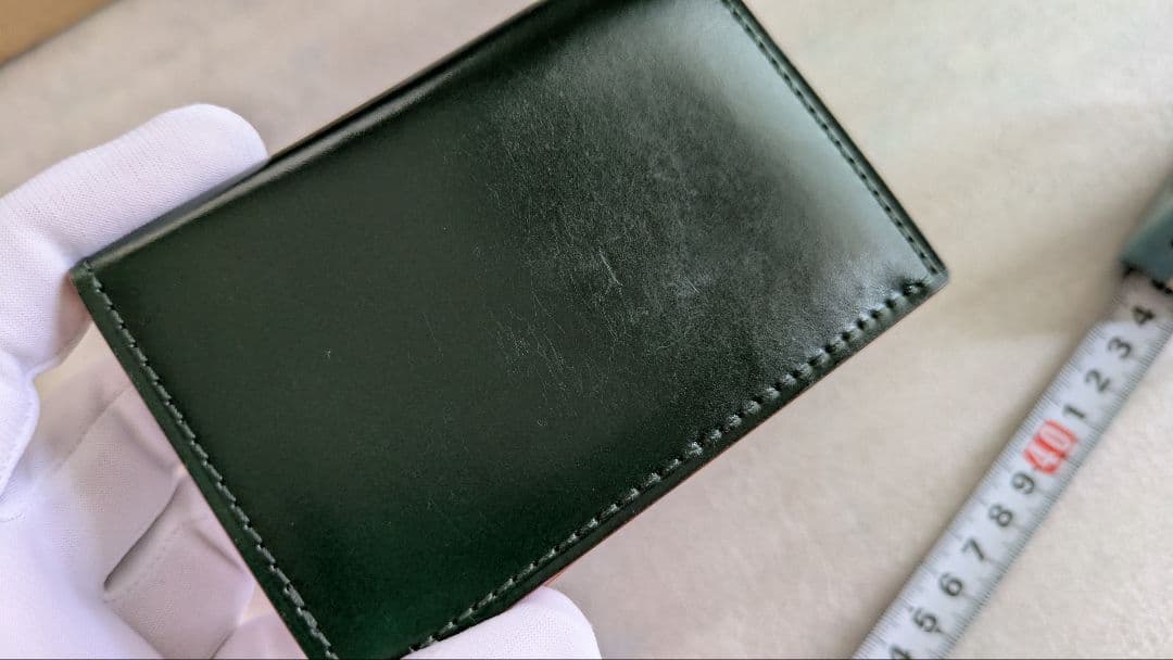 ganzo コードバン 通しマチ名刺入れ　ダークグリーン