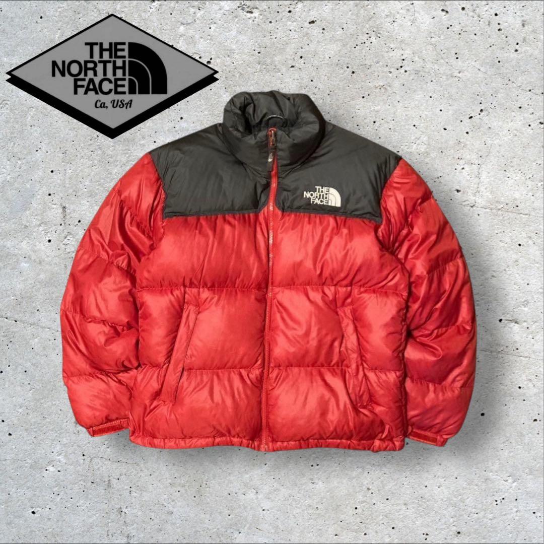 〈ザ・ノースフェイス〉ヌプシ　ダウンジャケット　赤　M 700 ツートンカラー