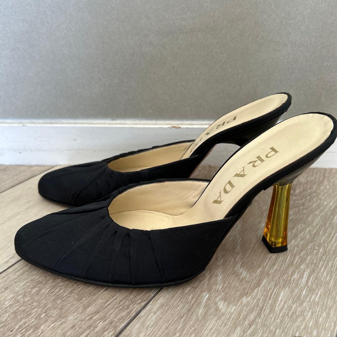 PRADA 黒 ミュール 36 結婚式　二次会　パーティー　サンダル　ブラック