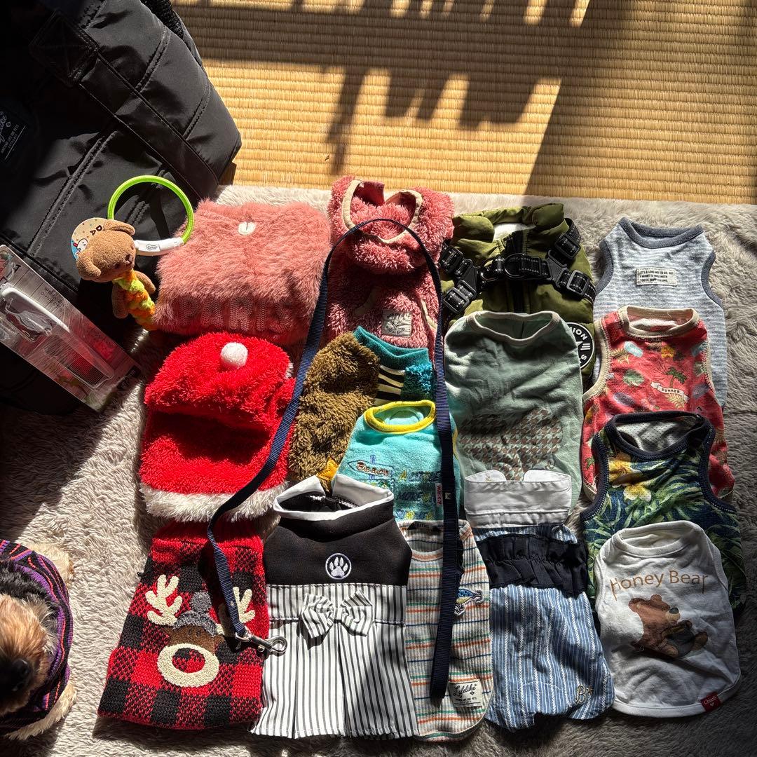 ペット服いぬsssからssおまとめ20点（カバン、リード、光首輪、オモチャ）付