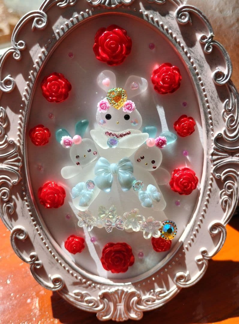 ❤️うさぎのお姫さま❤️赤い薔薇に囲まれて❤️シーグラスアート❤️