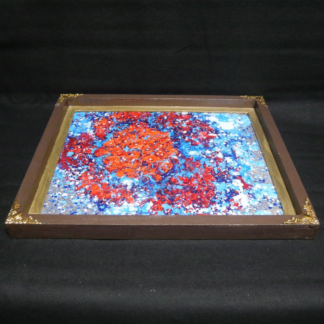 油絵 油彩 油彩画 絵 絵画【梅雨の赤い紫陽花の雨】