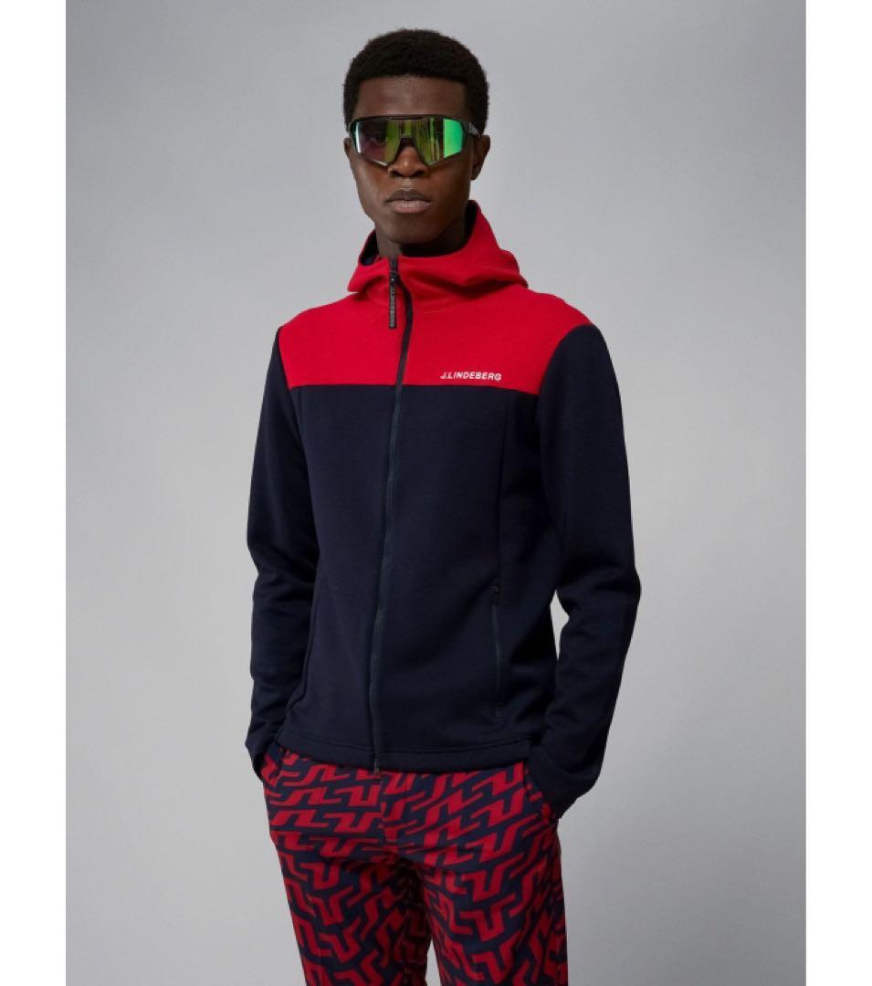J.LINDEBERG MENS Jeff Hood 長袖　パーカー　レッド系