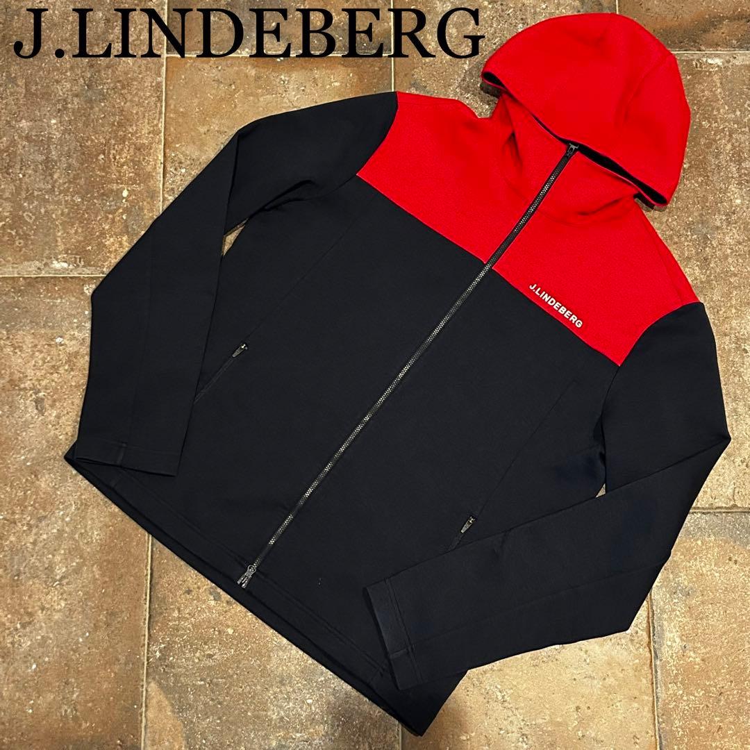 J.LINDEBERG MENS Jeff Hood 長袖　パーカー　レッド系