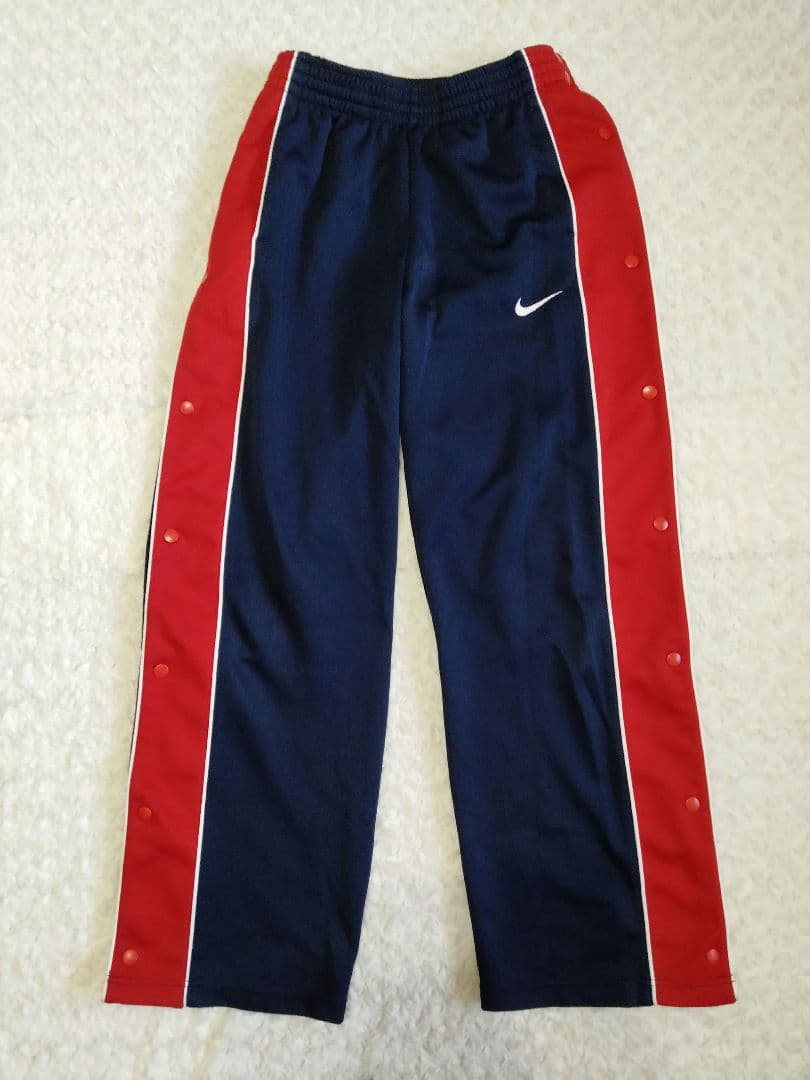 90s NIKE ナイキ スナップボタン セットアップ ネイビー Ｌ バスケ