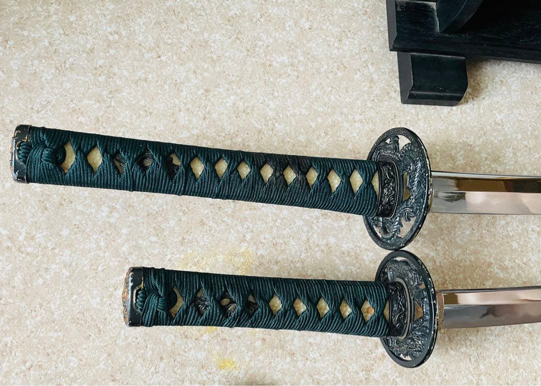 模造刀 日本刀 武具 刀剣 居合刀 太刀 脇差 2本セット 刀掛け 刀置き015