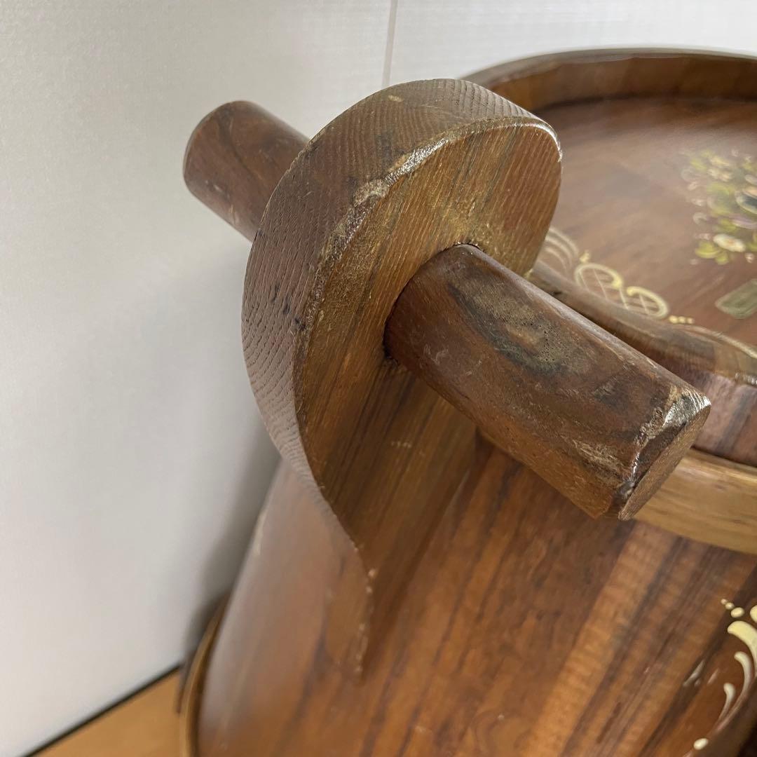 【良品】イタリア製 木製 サイドテーブル ワゴン キャスター付き ハンドペイント