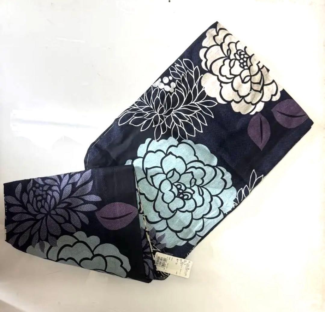 か*ん様 週末限定　撫松庵　花柄 浴衣 紺色　未使用　タグ　しつけ付き