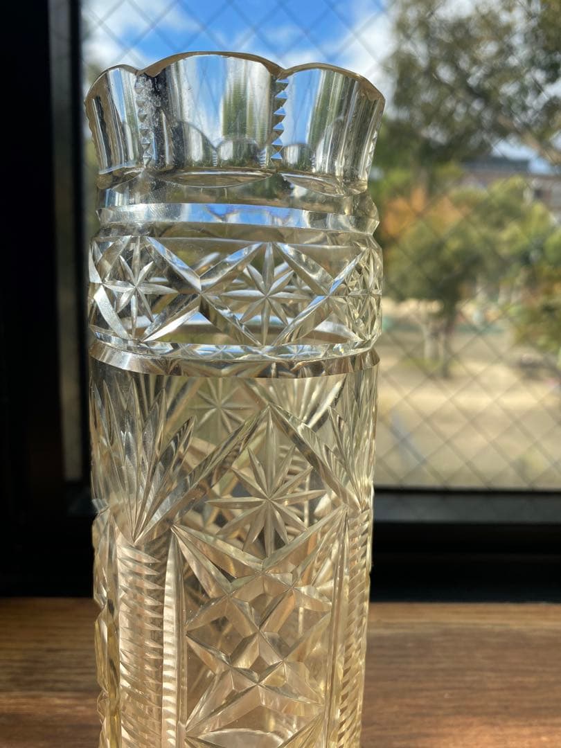 切子細工　花瓶　英国製アンティーク