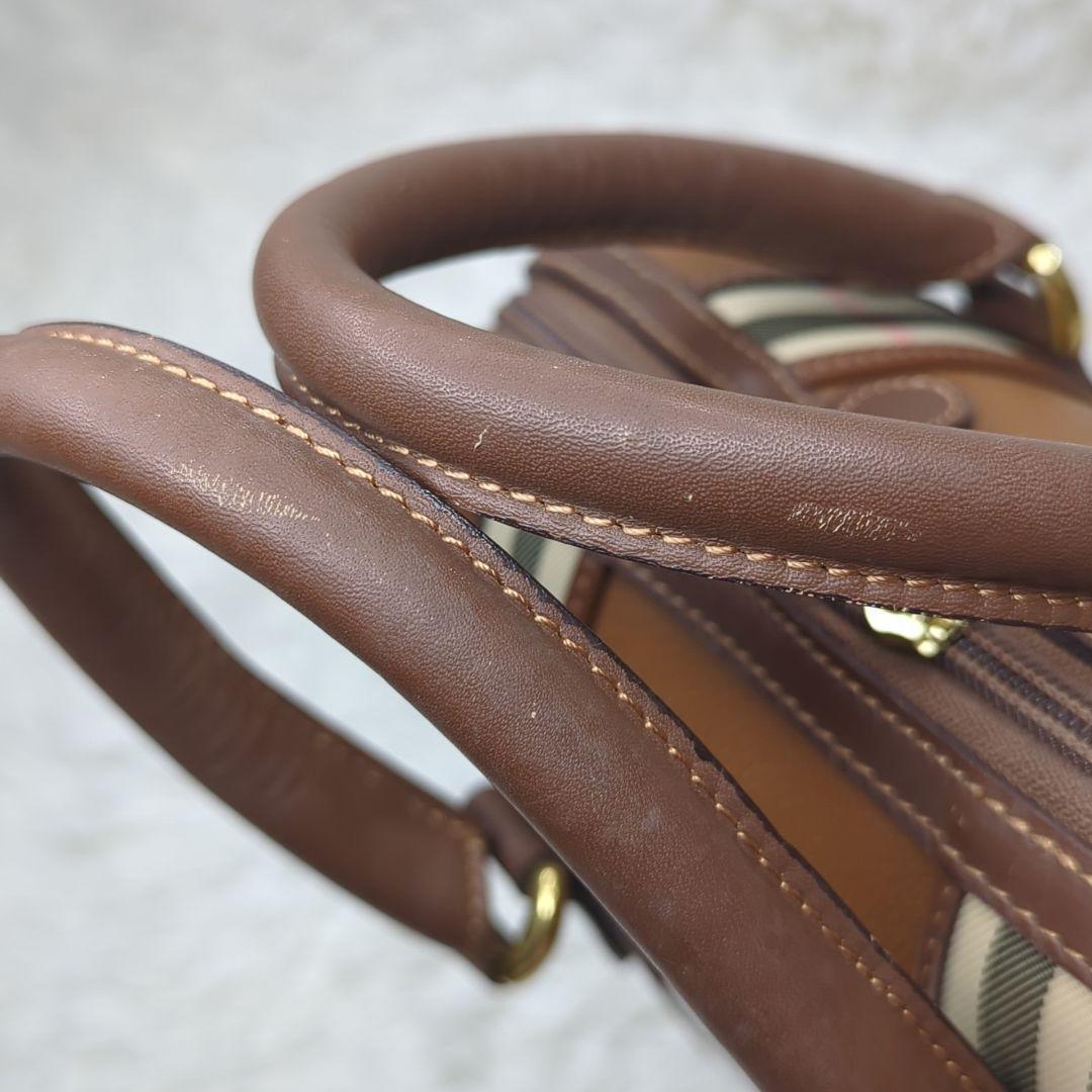 美品✨バーバリー シューズバッグ レザー ブラウン ノバチェック ゴルフ