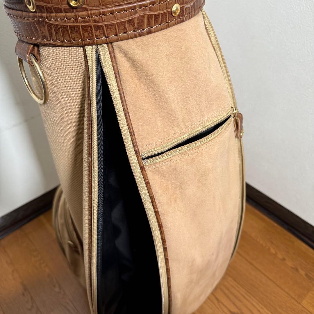 【美品】　伊太利屋　クロコ型押し　キャディバッグ　日本製