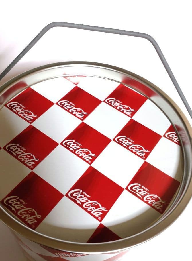 コカ・コーラ/Coca-Cola 筒型 缶 蓋付き チェック柄 赤✖白 貴重