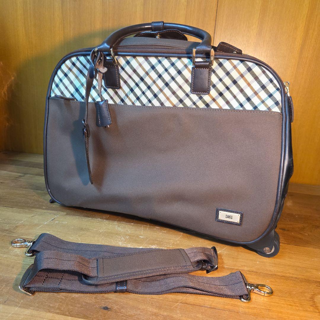 DAKS ダックス 3WAY キャリーバッグ ボストン ハウスチェック 茶