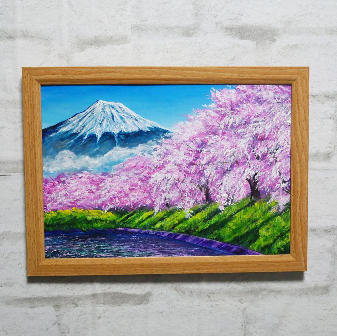 油絵 油彩 油彩画 絵 絵画【龍巌淵の桜】