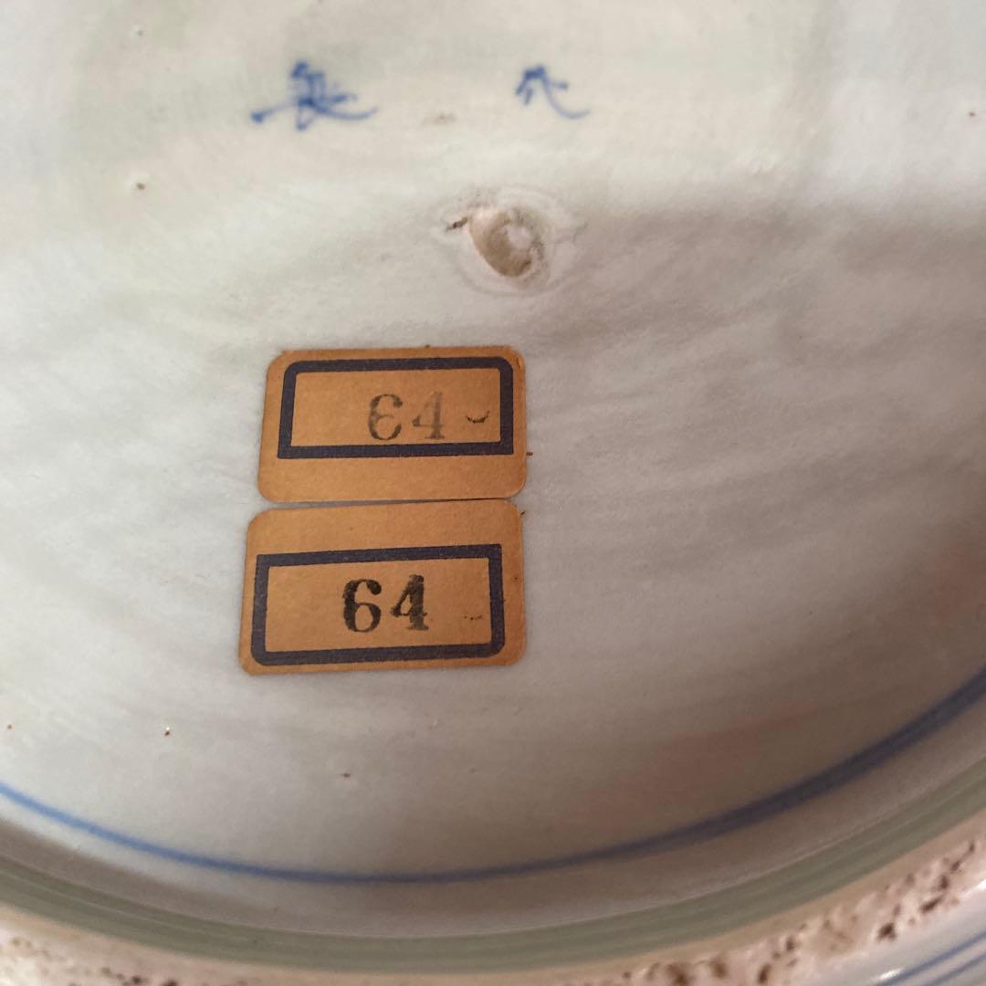 古伊万里江戸後期染付鷹狩り図大皿