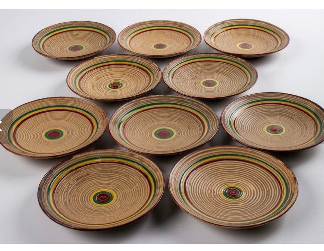 小坂屋 活洲 着彩独楽皿10客 共箱 魯山人　乾山 永楽善五郎　骨董