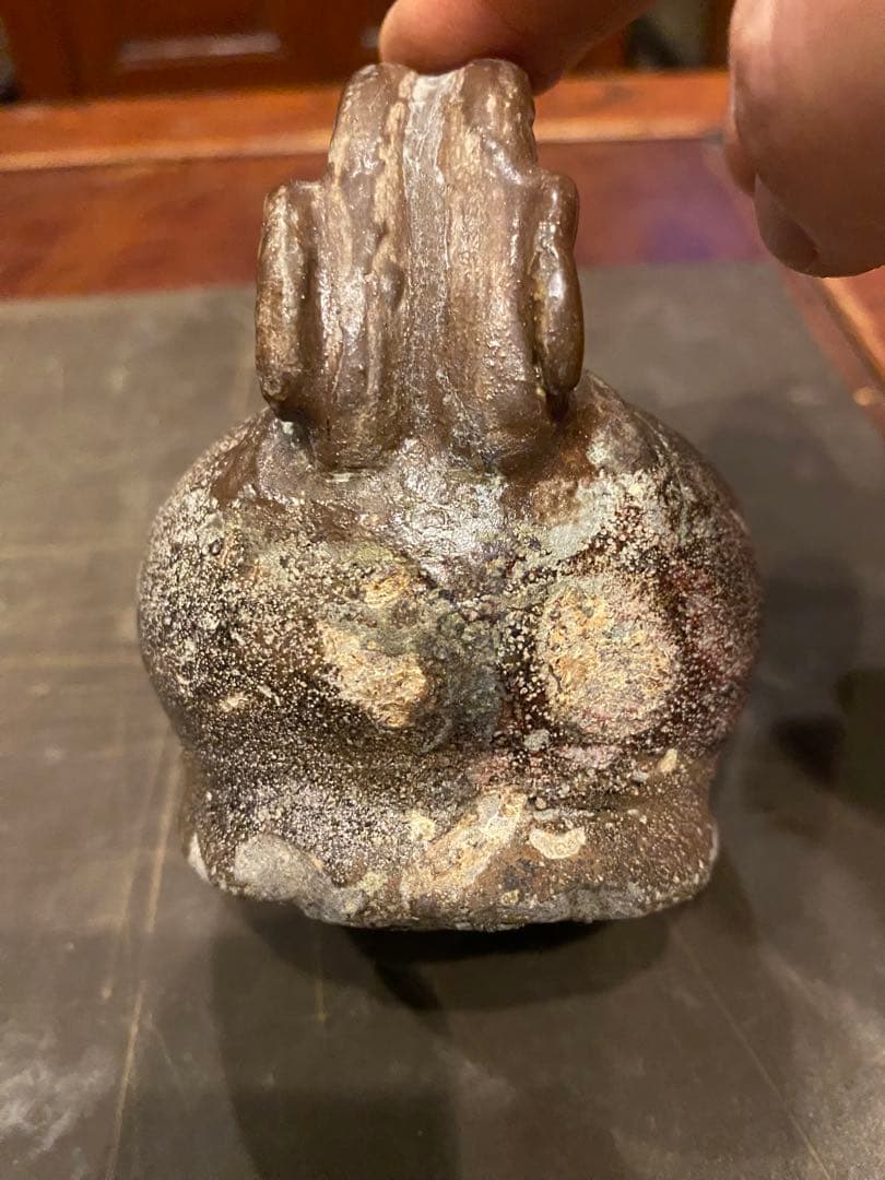 ベトナム　クアンドゥック陶器鑑賞台付　一輪挿し　ヴィンテージ　レア 茶器小物