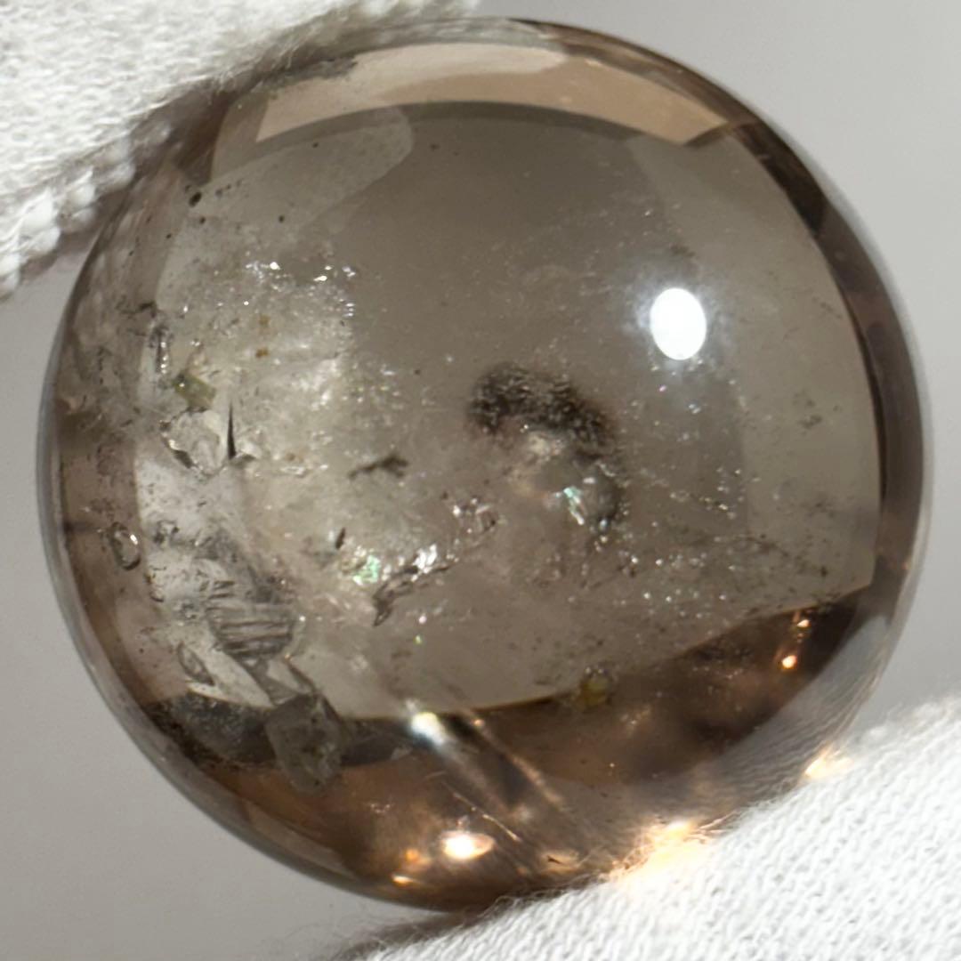 激レア カルサイトインスモーキークォーツ　スフィア　カルサイト　丸玉