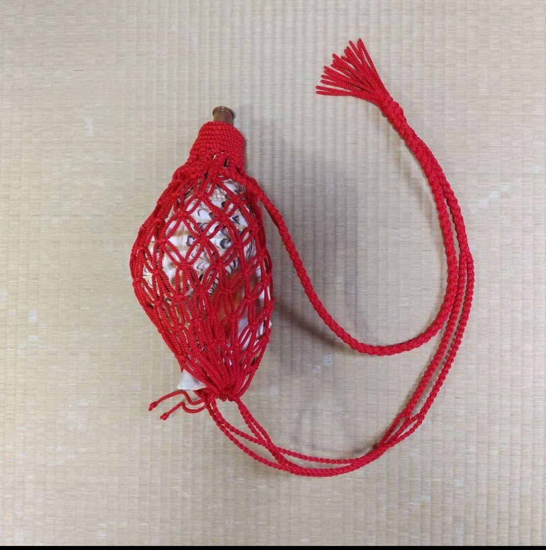 法螺貝　袋　大　赤　七宝編み