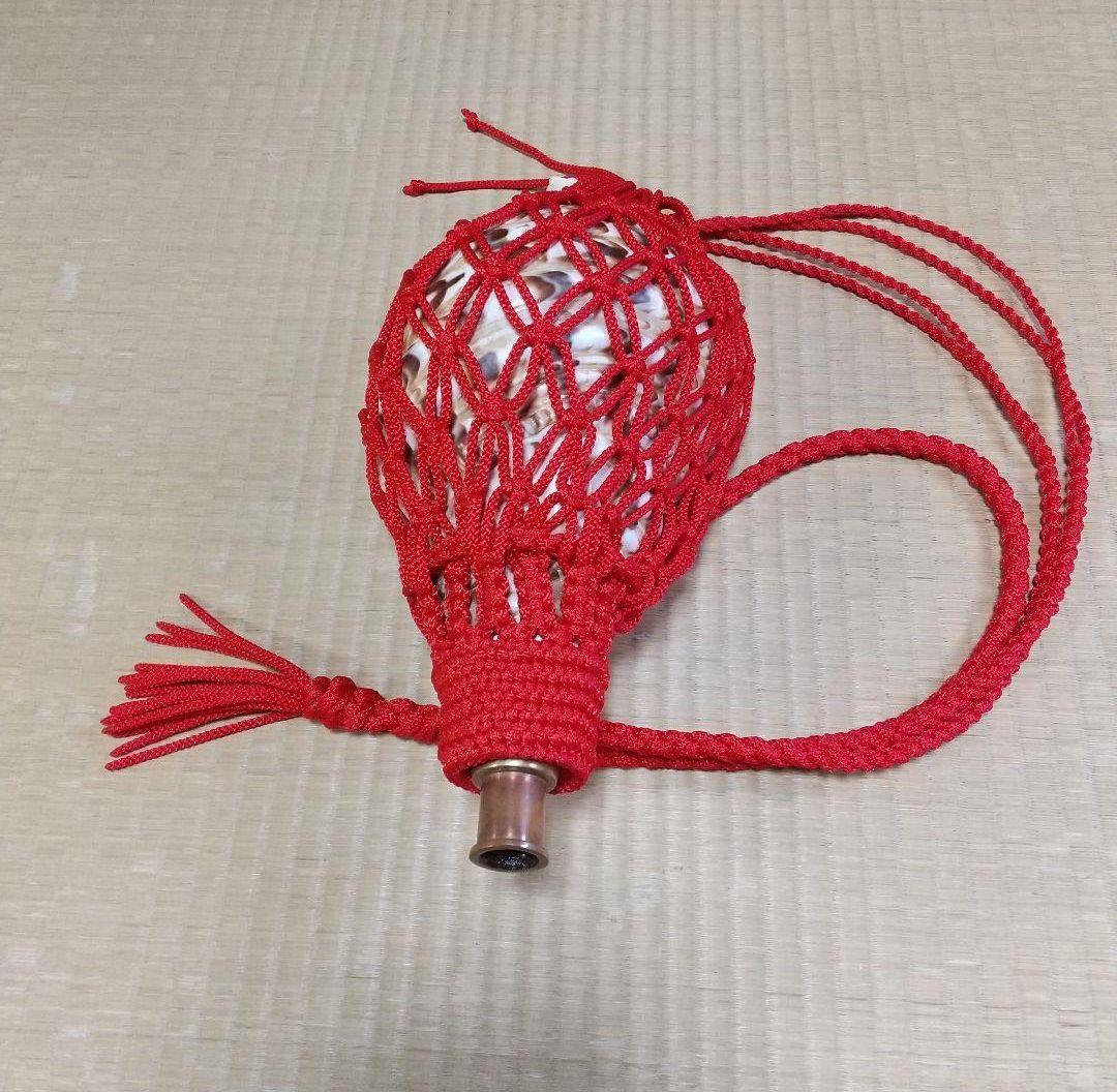 法螺貝　袋　大　赤　七宝編み