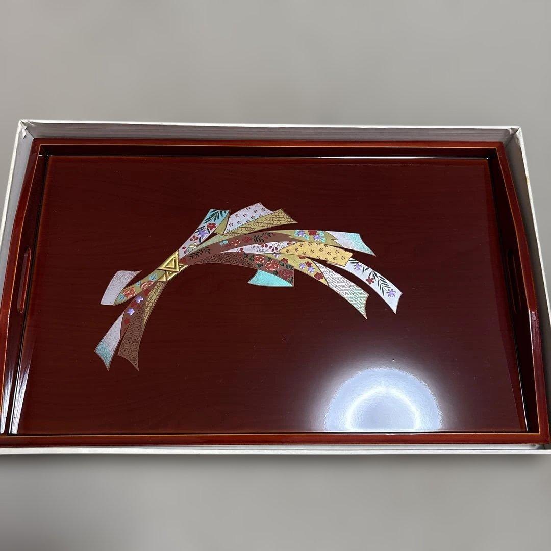 【新品未使用】木製　春慶塗　帯柄　お盆　漆　手盆　　お値下げ