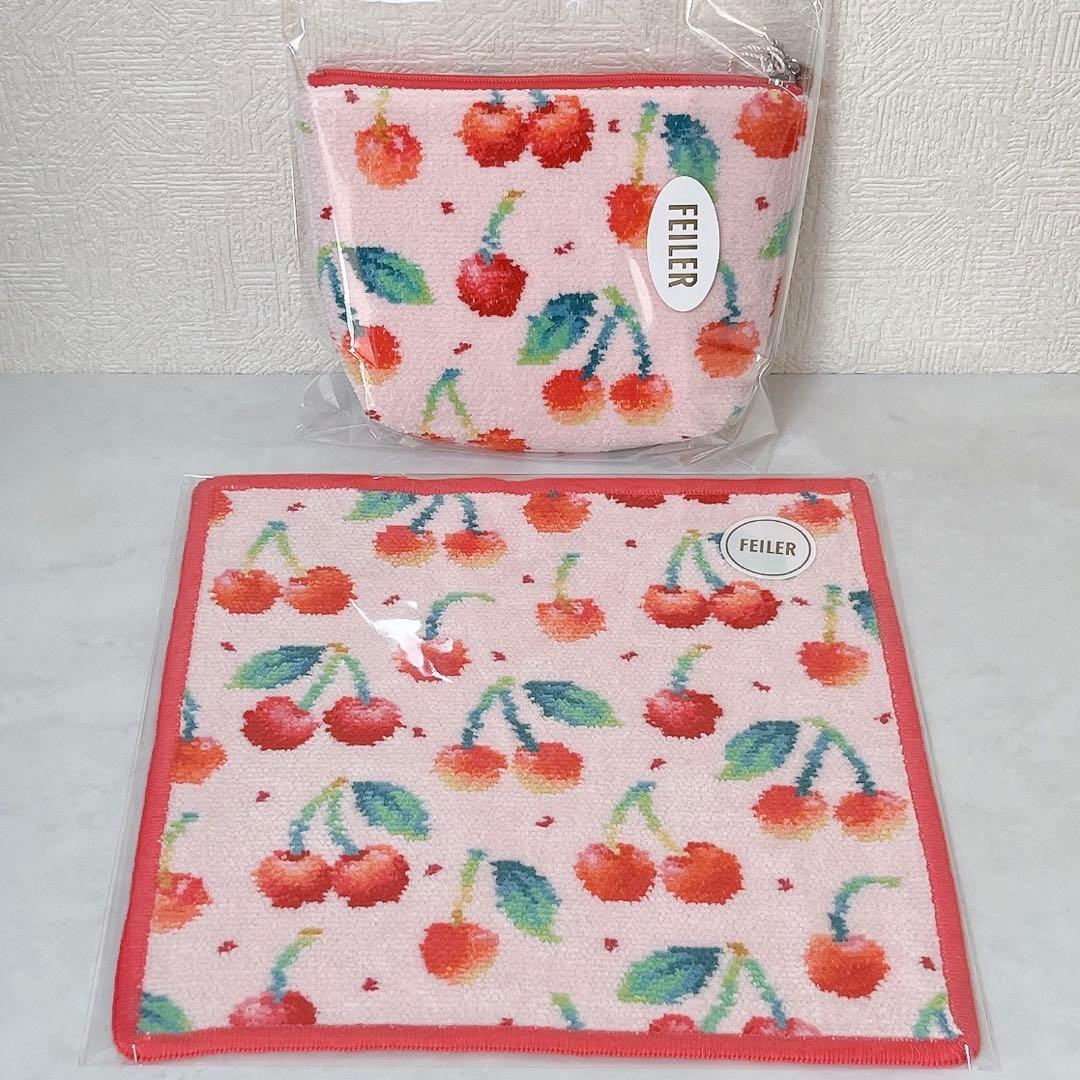 【未開封】FIELER フェイラー チェリードット ポーチ＆ハンカチ 2点セット