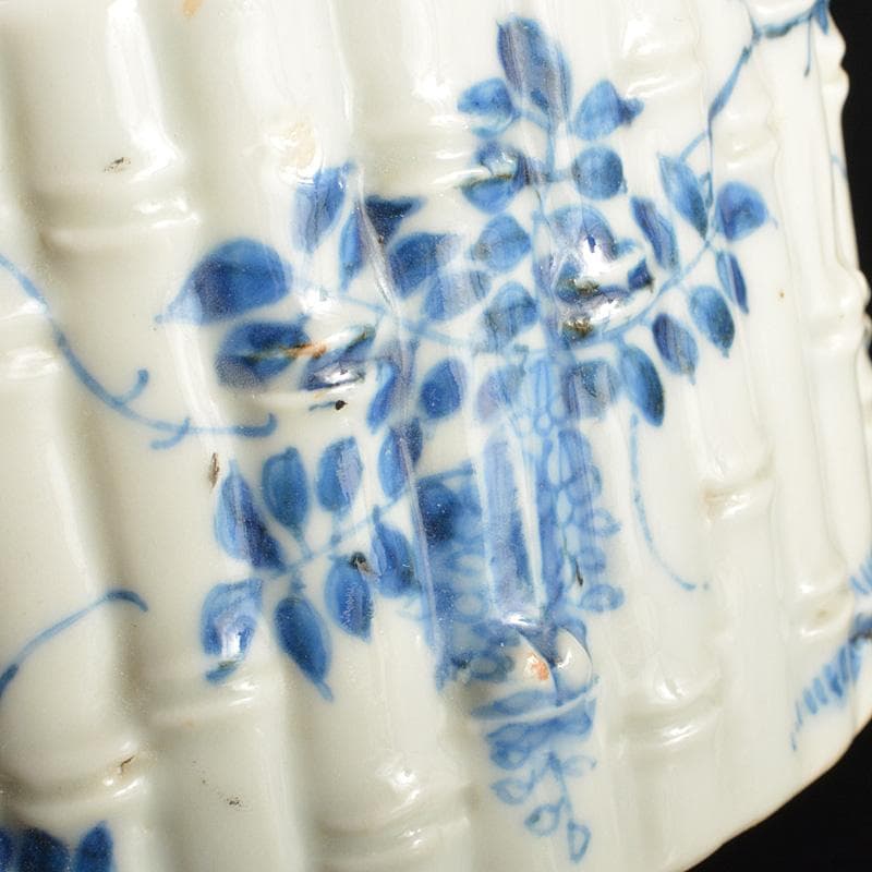 瀬戸焼　古瀬戸　書道具　染付　花鶴文　瓢箪形　筆洗　水盂　F　R7455