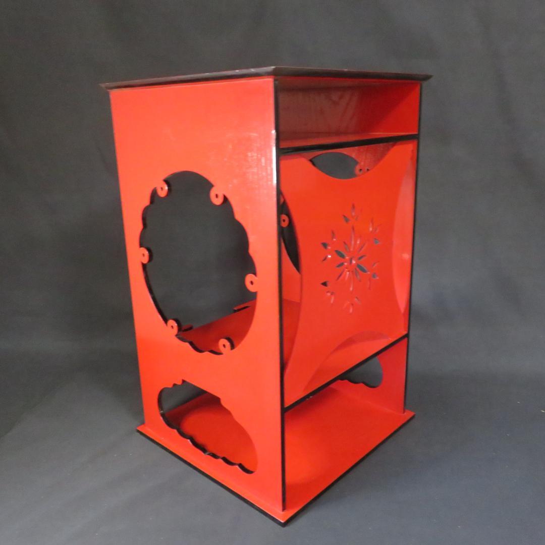 茶棚 朱塗 爪黒 雪輪棚 茶道具 漆器 飾り棚 漆塗 木製