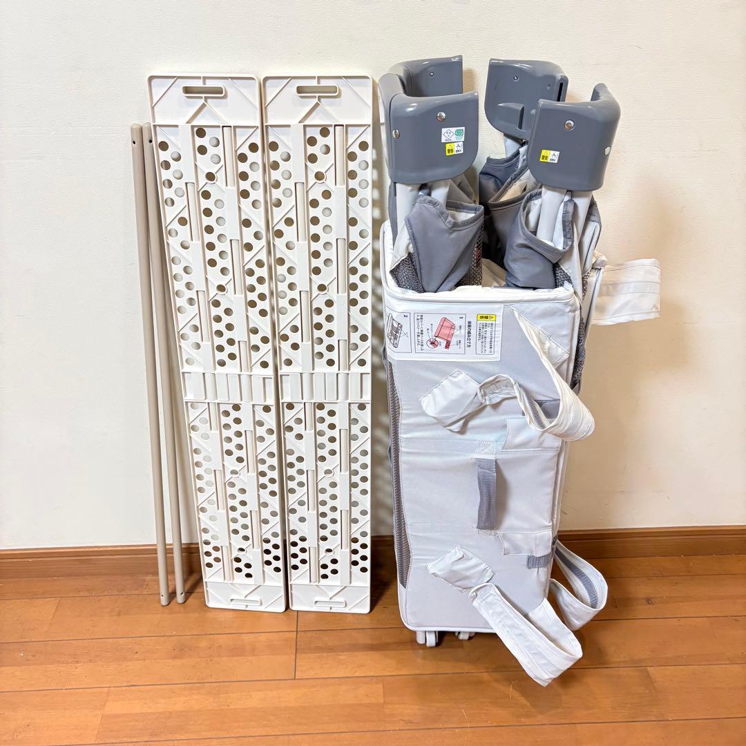 【美品・匿名配送】アップリカ ココネルエアーABベビーベッド グレーベアー