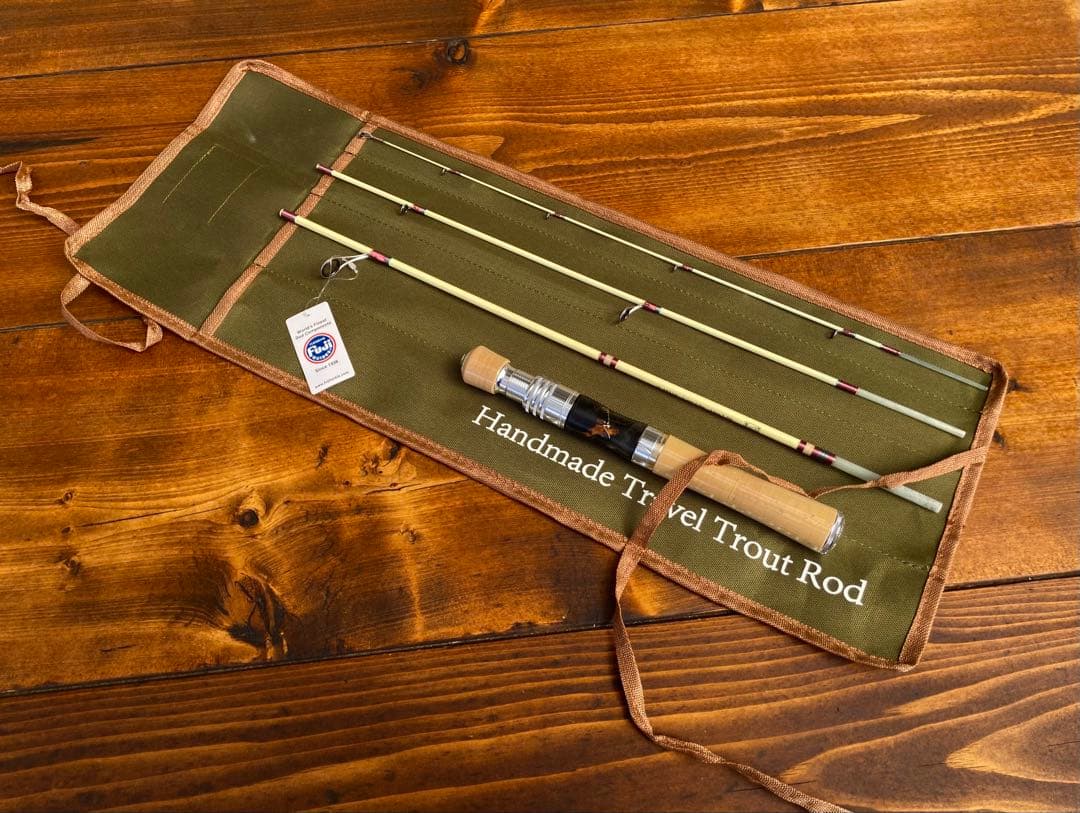 トラウトロッド　グラスロッド　ホワイト　銘木リールシート　渓流釣り　スピニング