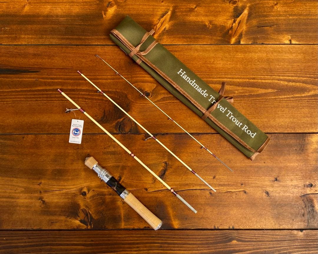 トラウトロッド　グラスロッド　ホワイト　銘木リールシート　渓流釣り　スピニング