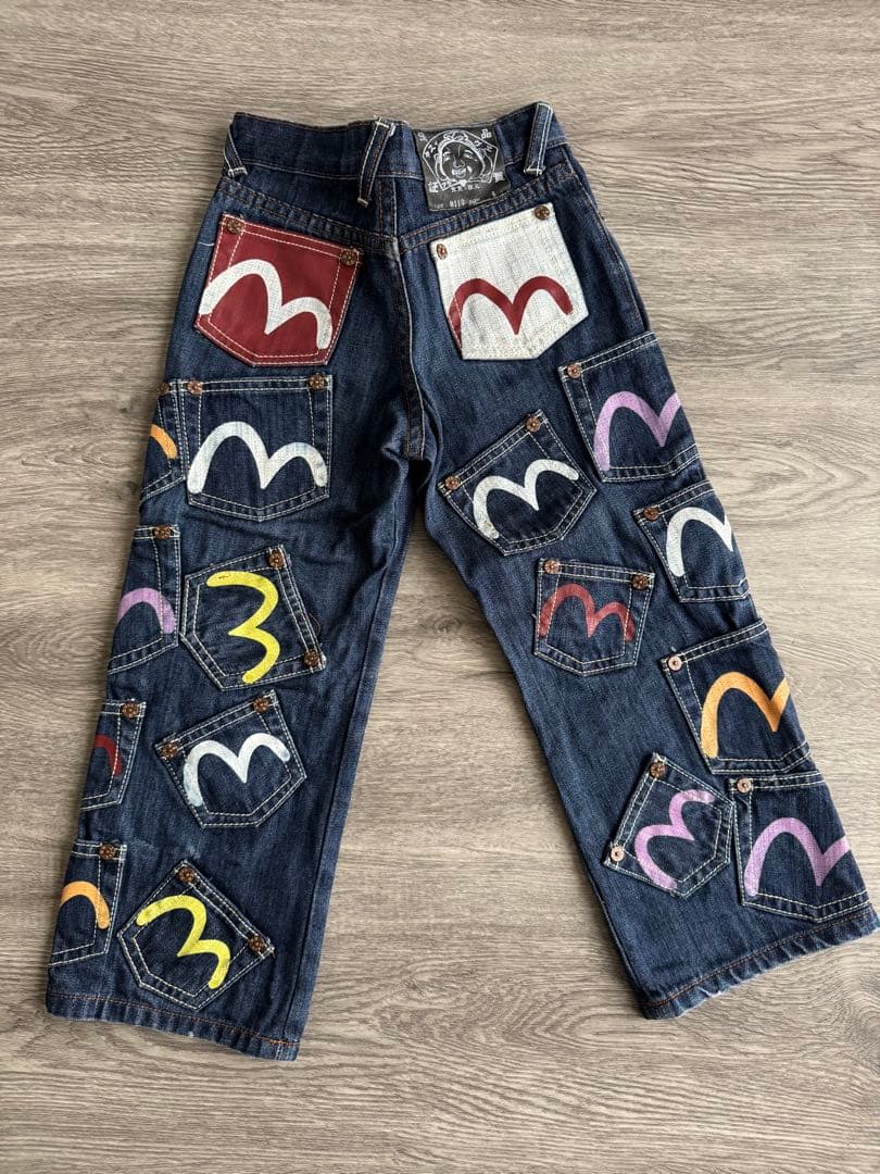 evisu キッズ マルチポケットデニムパンツ